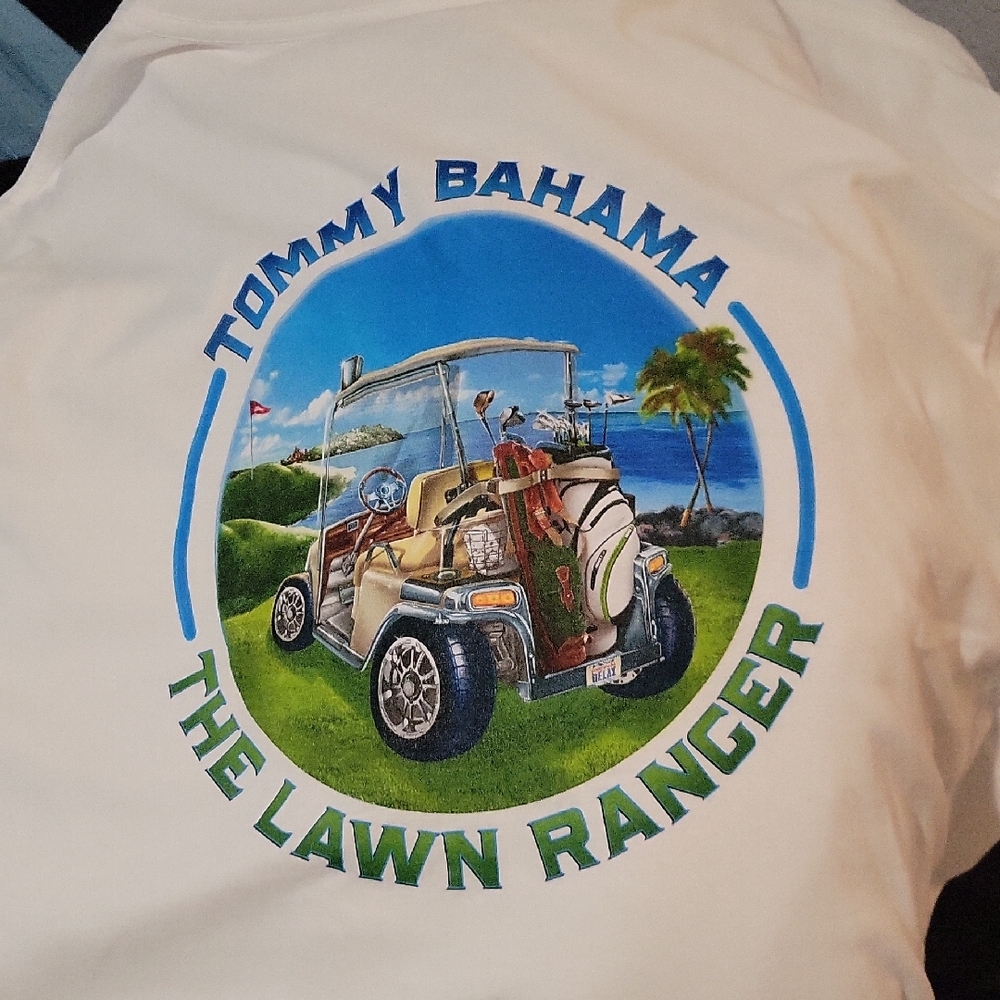 Tommy Bahama White Short Sleeve Tee with Vintage Car Graphic